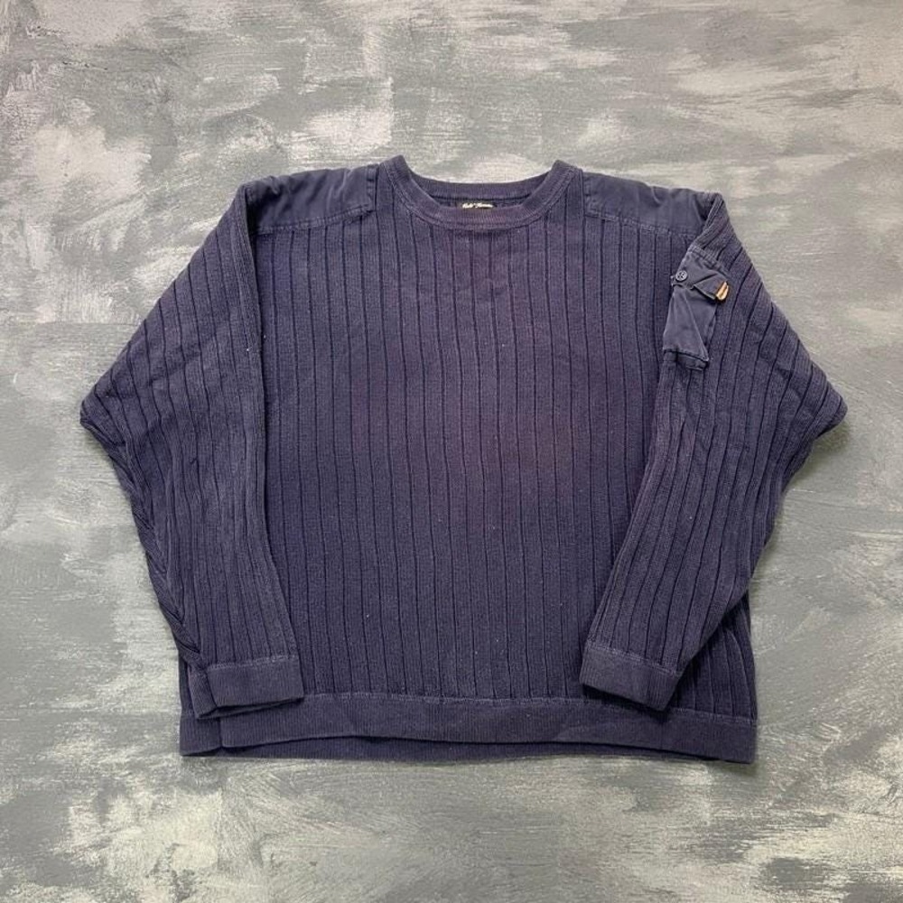 Vintage Eddie Bauer Field Sweater Mens Large Blue 1990s Ribbed
